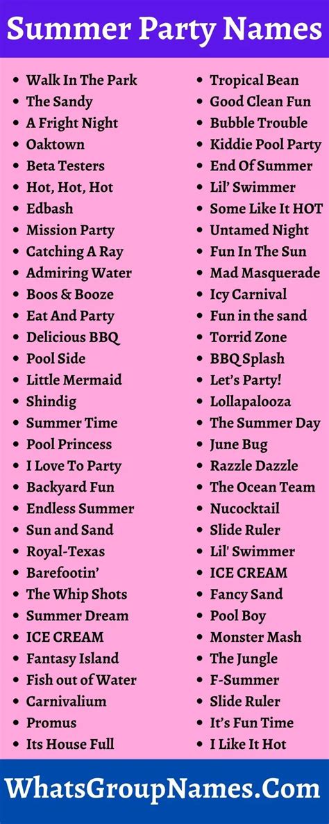 410summer Party Names To Enjoy Your Party Properly