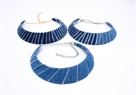 Chokers Denim Jewelry Fabric Necklace Trendy Jewelry Etsy