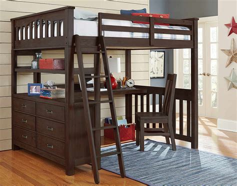 Ne Kids Highlands Loft Bed With Desk And Chair Espresso Ne 11080ndc