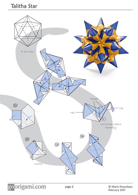Diagram For A Modular Origami Kusudama Talitha Star Designed By Maria