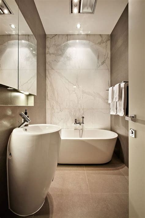 We're also loving the curved double sink and small hexagonal tile. Image result for small narrow bathrooms | Best bathroom ...