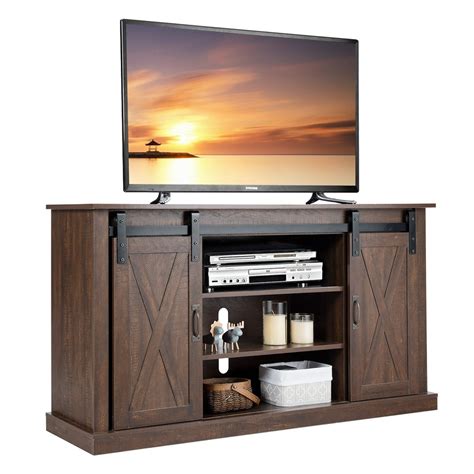 Costway Tv Stand Sliding Barn Door Media Center Console Cabinet For Tv