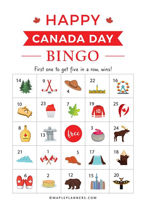 Free Printable Canada Day Bingo Canada Day Happy Canada Day Canada