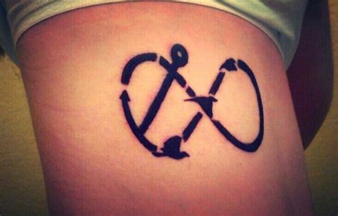 Black anchor infinity with love lettering tattoo. Pinterest • The world's catalog of ideas