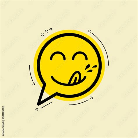 yummy smile emoticon with tongue lick mouth tasty food eating emoji face stock vector adobe stock