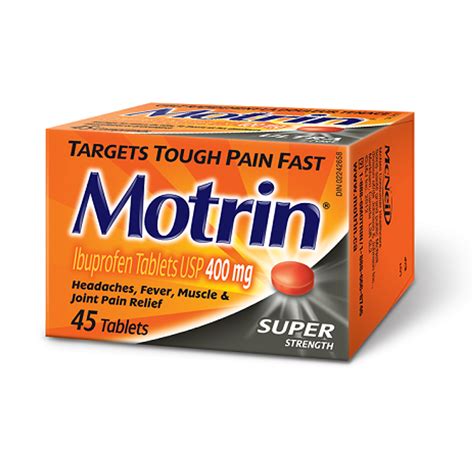 Motrin Super Strength Ibuprofen Tablets 400 Mg 45 Tablets White