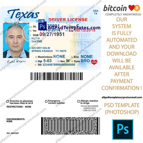 Texas Driver License Template All Psd Templates