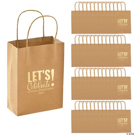 Medium Personalized Kraft Paper Party Print T Bags Oriental Trading
