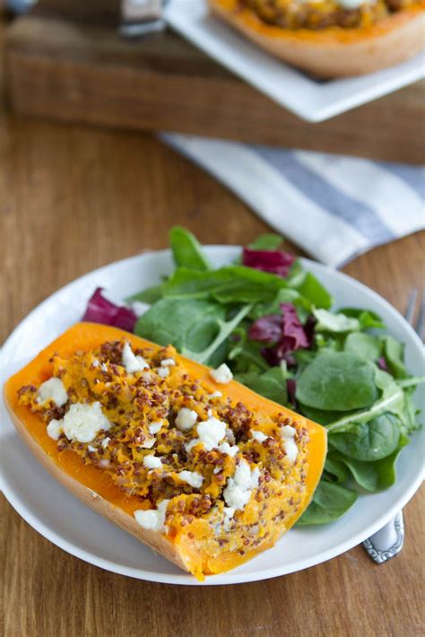 Twice Baked Butternut Squash With Quinoa And Gorgonzola Recipe
