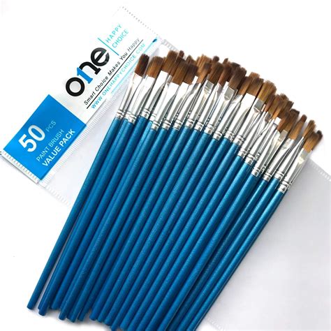 50 Pieces Value Pack Of Flat Paint Brush Synthetic Sable Soft Hair Small Size Short Handle