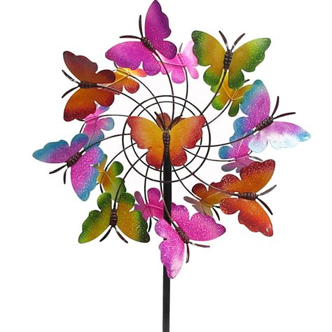 Metal Butterfly Double Layer Wind Spinner Stakebutterfly Middle At Home
