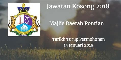 Jawatan kosong di majlis daerah kuala selangor mempelawa warganegara malaysia yang berkelayakan dan berumur tidak kurang daripada 18 tahun pada tarikh tutup iklan jawatan untuk. Majlis Daerah Pontian Jawatan Kosong MDPontian 15 Januari 2018