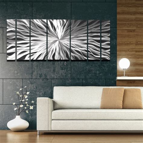 Unique Perspective 68x24 Large Silver Modern Abstract Metal Wall