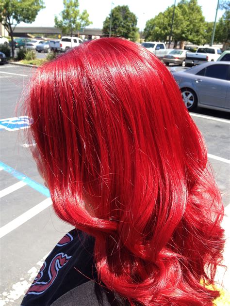 To really make a statement, consider not only a bright shade but a bright metallic. Bright red hair. Hair by Sumer Wade | Bright red hair, Red ...