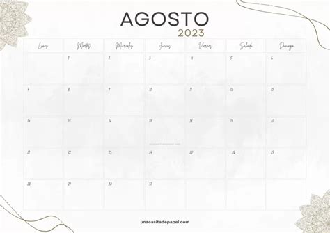 Calendarios Agosto 2022 Para Imprimir Gratis ️ Una Casita De Papel