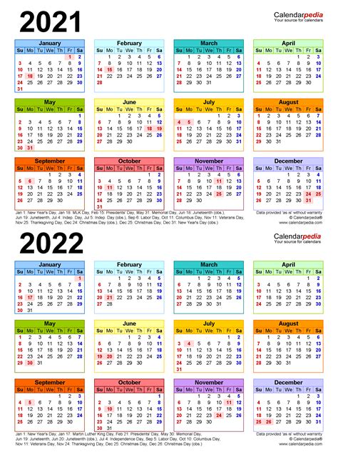 2021 2022 Calendar At A Glance