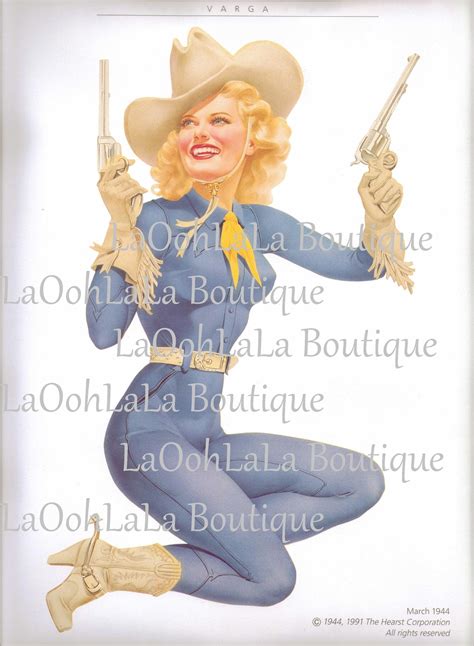 1944 Pin Up Cowgirl Country Western Saloon Girl Lithograph Etsy