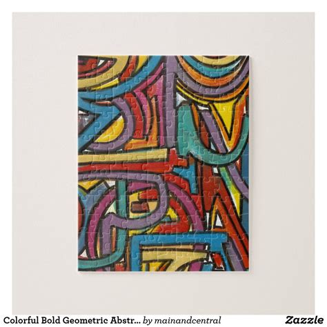Colorful Bold Geometric Abstract Modern Art Jigsaw Puzzle Animal Skulls