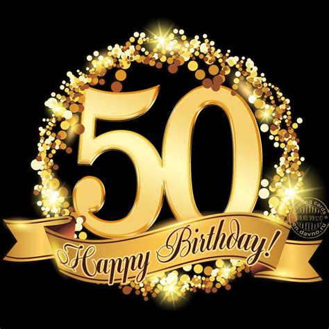 Download Gold Happy 50th Birthday Animated  With Sound Background Riset