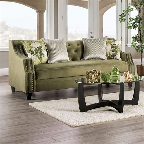 Emerald Green Microfiber Sofa Verdante Sm2271 Sf Furniture Of America
