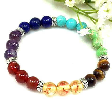7 Chakra Round Beaded Bracelet For Women Healing Anxiety Relief