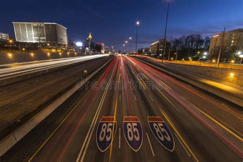 Atlanta Interstate 85 Freeway Night Editorial Photography Image 37917932
