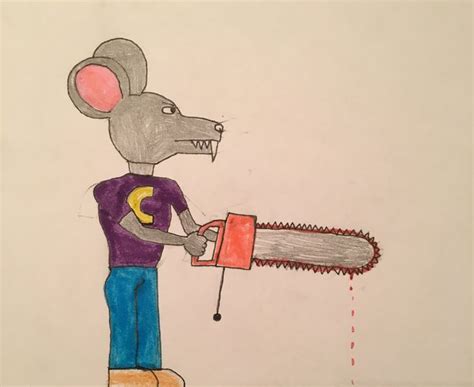 A Drawing Of A Mouse Holding A Chainsaw