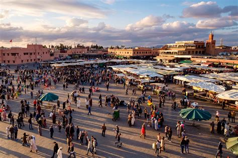 Timelapse Sunset Over Djemaa El Fna Square Marrakech Morocco