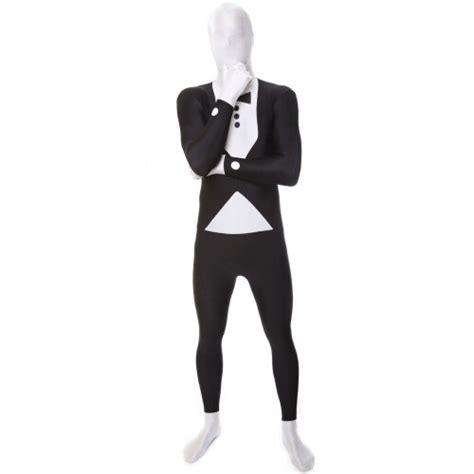 Lp07 Black Tuxedo Lycra Spandex Costume Unisex Fetish Zentai Suits In