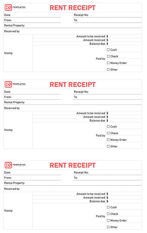 Example Of A Rent Receipt Template Helpful Free Printable Invoice