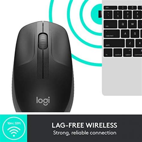 Logitech M190 Wireless Mouse Full Size Ambidextrous Curve Design Black