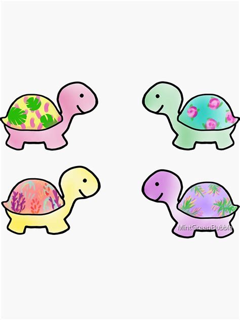 Cute Turtle Pack Sticker For Sale By Mintgreenbubble Redbubble