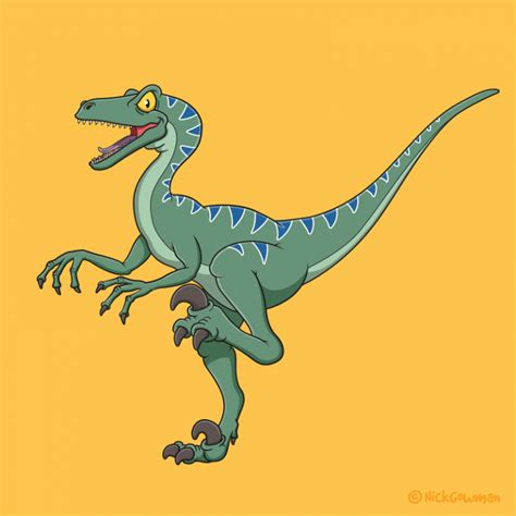 Cartoon Velociraptor Ferocious Prehistoric Hunter With Claws To Match