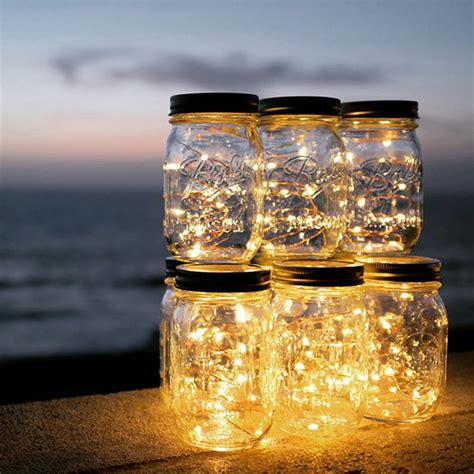 2m Solar Fairy Lights Mason Jar Lid Lamp Xmas Outdoor