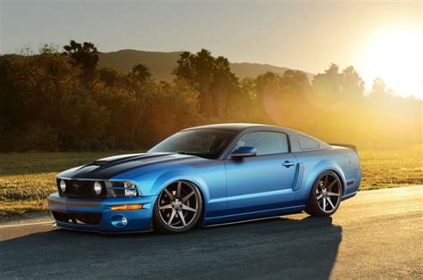 2005 Mustang Gt Ford Blue Modified Cars Wallpapers Hd Desktop