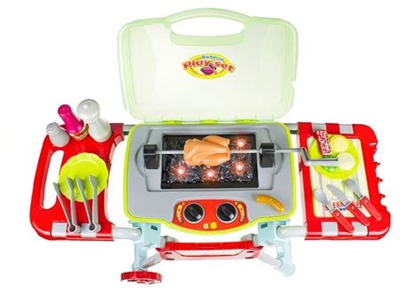 Childrens Kids Grill Bbq Barbecue Set On Wheels Lights Sounds Pretend