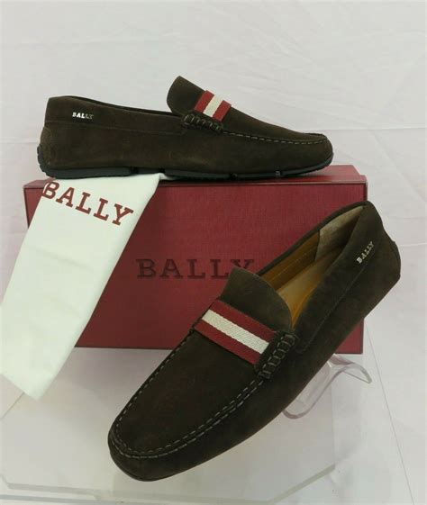 Bally Pearce Coffee Brown Suede Web Logo Drive Loafers Us 10 Eee 43