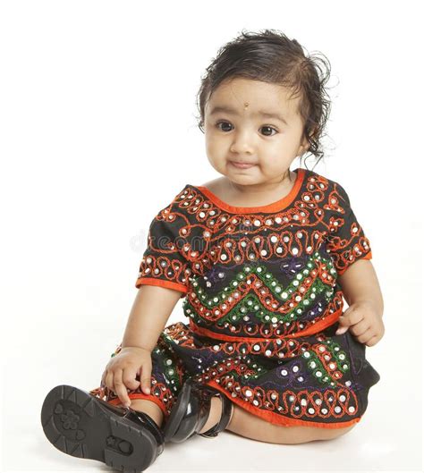 Indian Baby Girl In Traditional Attire Stock Photo Image Of Cherub