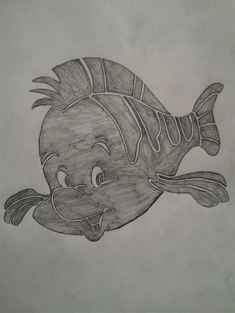 Sketch Of Flounder From The Little Mermaid By Zach Hoeft Sketch