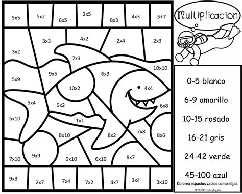 Spanish Color By Number Multiplication Ocean Set Made By Teachers