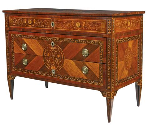 A Pair Of Italian Neoclassical Rosewood Walnut Marquetry And