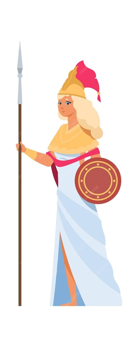 Premium Vector Ancient Greek Goddess Hera Cartoon Divine Woman In