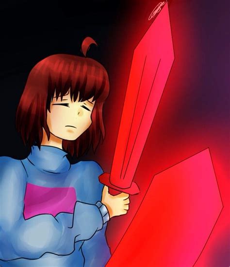 Frisk With A Sword And Shield Glitchtale Amino