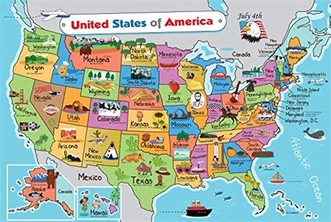 Usa Map For Kids Childrens Wall Map Of The Us April 2020