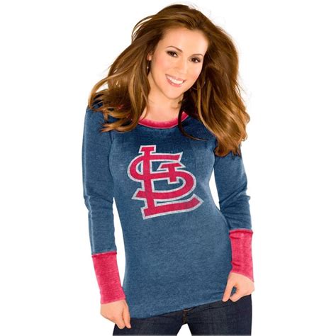 Touch By Alyssa Milano St Louis Cardinals Ladies Quick Pass Long Sleeve Thermal T Shirt Navy