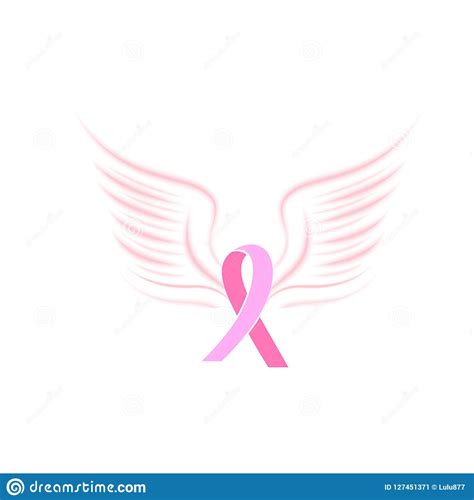 Pink Satin Ribbon With Bird Wings National Breast Cancer Awareness