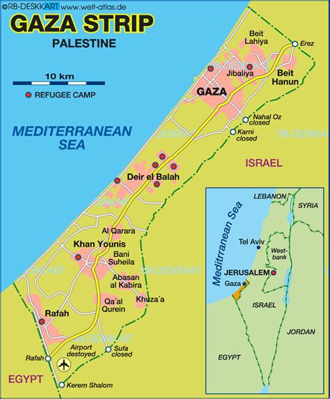 Map Of Gaza Strip Region In Palestine Welt Atlasde