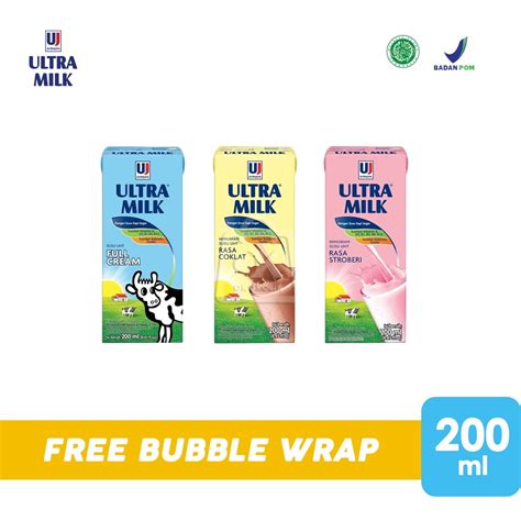 Jual Ultra Milk Susu Uht Ultramilk Fullcreamstrobericoklat 200 Ml Shopee Indonesia