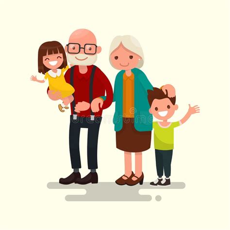 Grandma And Grandpa Together Holding Hands Vector Illustration Stock