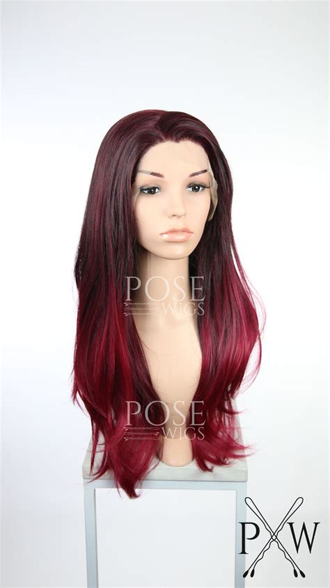 Burgundy Ombre Long Straight Lace Front Wig Princess Series Lpsky246 Pose Wigs